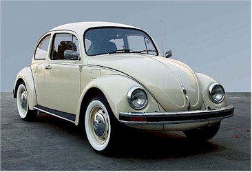 Photo of a white Volkswagen Beetle